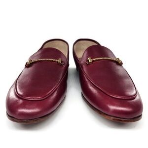 Sam Edelman Lior Burgundy Beet Red Leather Gold Horsebit Slip-On Loafer Flats